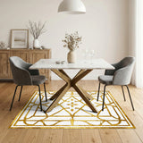 Gold Ornate Floral Area Rug