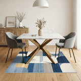 Blue Geometric Abstract Blue and Teal Area Rug