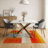 Vibrant Orange Geometric Stripe Area Rug