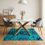 Floral Vintage Teal Floral Mandala Area Rug