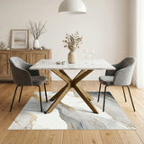 Grey Gold Marble Abstract Area Rug
