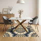 Beige Geometric Sunburst Area Rug