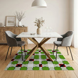 Vibrant Green Plaid Grid Area Rug