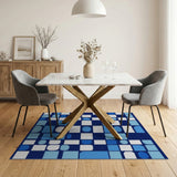 Blue and Teal Modern Blue Mosaic Geometric Area Rug