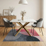 Pink Grey Abstract Geometric Area Rug