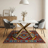 Vibrant Red Geometric Southwestern Area Rug