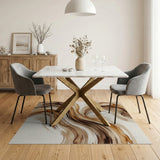 Fluid Brown Tan Abstract Wave Area Rug
