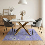 Purple Daisy Line Art Area Rug