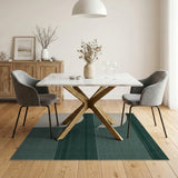 Abstract Curved Arch Green Striped Area Rug