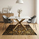 Ornate Gold Mandala Persian Gold and Silver Area Rug