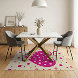 Playful Pink Polka Dot Heart Area Rug