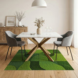 Lush Green Moss Wave Geometric Rug