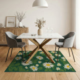 Green Emerald Green Daisy Floral Area Rug
