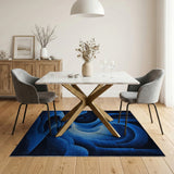 Swirling Blue Depths Geometric Area Rug