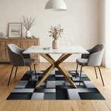 3D Geometric Cube Black White Area Rug