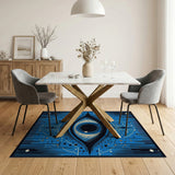 Mystical All-Seeing Eye Blue Geometric Area Rug