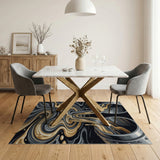 Molten Gold Silver Pipe Flow Abstract Rug