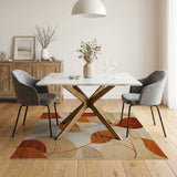 Abstract Autumn Leaves Area Rug in Beige Rust
