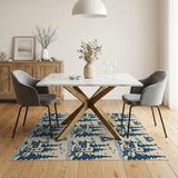 Navy Cabin Evergreen Winter Forest Rug