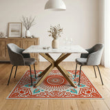 Red Sun Mandala Persian Area Rug