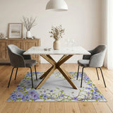 ODIKA Washable Purple Floral Area Rug - Low Pile Non-Slip Botanical Garden Rug