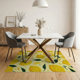 Zesty Lemon Slices Leaves Area Rug