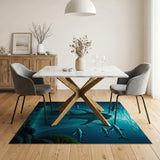 Dramatic Shark Cascade Underwater Area Rug