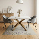 Purple Wildflower Meadow Beige Area Rug