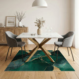 Abstract Area Emerald Green Gold Vein Abstract Area Rug