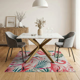Vibrant Pink Flamingo Hibiscus Area Rug