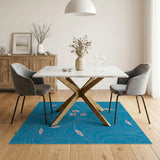 Teal Swirling Floral Abstract Rug