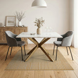 Ochre Check Geometric Woven Area Rug