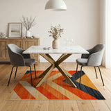 Bold Orange Chevron Zigzag Area Rug