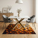 Orange Geometric Faceted Area Rug