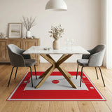 Red Sumo Dohyo Geometric Area Rug