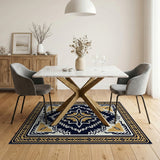 Navy Gold Southwestern Geometric Area Rug