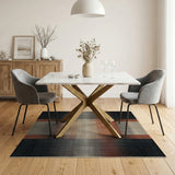 Geometric Halftone Stripe Area Rug Black Orange White