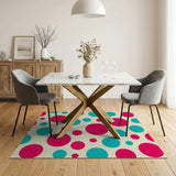 Vibrant Red Teal Polka Dot Area Rug