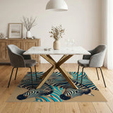 Teal Zebra Stripe Area Rug