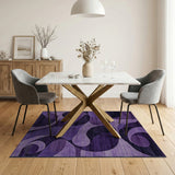 Purple Swirling Geometric Abstract Area Rug
