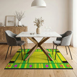 Vibrant Yellow Green Dotted Geometric Area Rug
