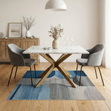 Abstract Blue Grey Geometric Area Rug
