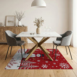 Festive Cartoon Snowman Red Area Rug