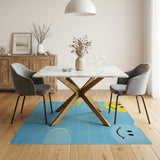 Cheerful Smiley Sun Moon Blue Kids Rug