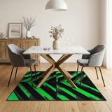 Bold Green Black Diagonal Geometric Area Rug