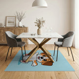 Adorable Cartoon Beagle Puppy with Heart Paws Rug