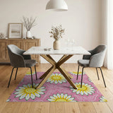 Vibrant Pink Daisy Swirl Floral Area Rug