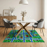 Vibrant Kids Town Play Rug with Roads Houses