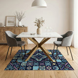 Distressed Geometric Multi-Color Area Rug