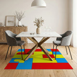 Bold Primary Color Block Geometric Area Rug